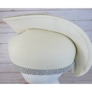 CHARM'S *NWT* Hat Church/Kentucky Derby/Wedding Rhinestones/Feathers Ivory